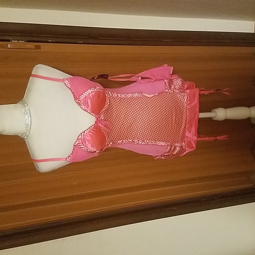 HOT PINK AND WHITE POLKA DOT BABY DOLL @ THONG